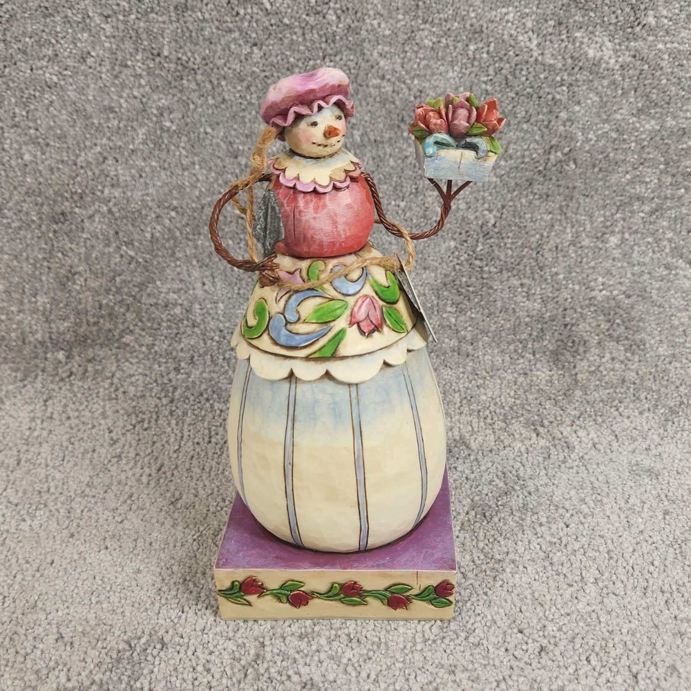 Jim Shore Figurine Winter Blossoms Small Snowman Flowers Heartwood Creek